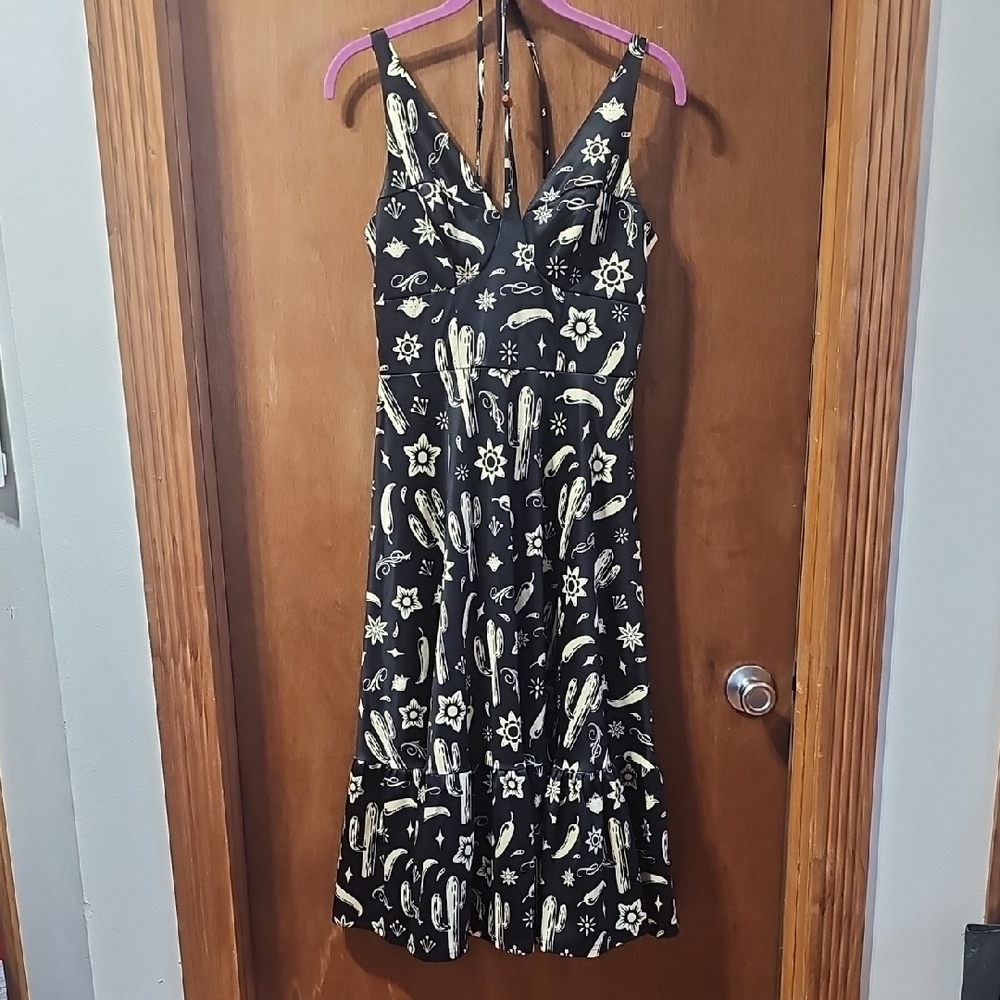 Black and Cream Patterned Women's Dress